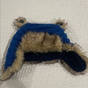 Kids Blue and Brown Furry Winter Hat